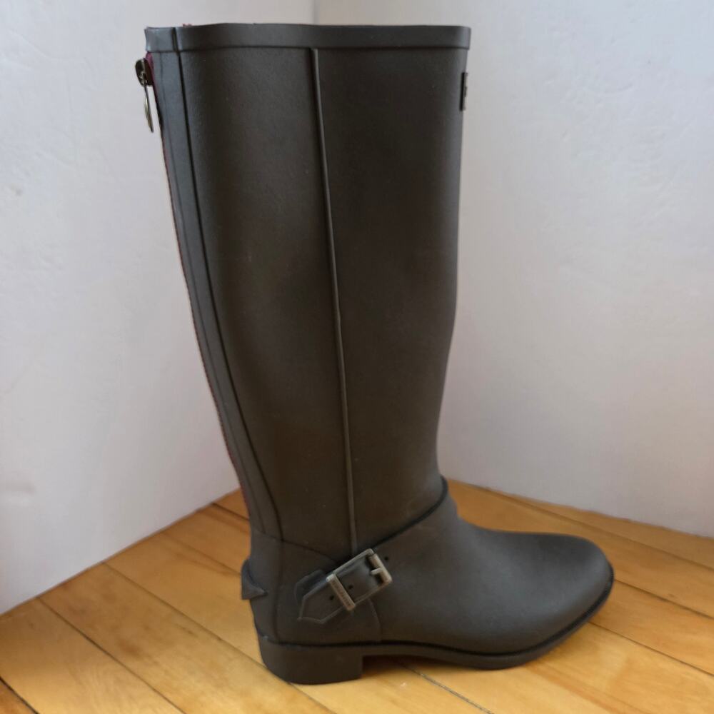 Hunter Belsize Mercer Matte Black Rubber Tall Riding Rain Boots 8M/9F Unisex NWO